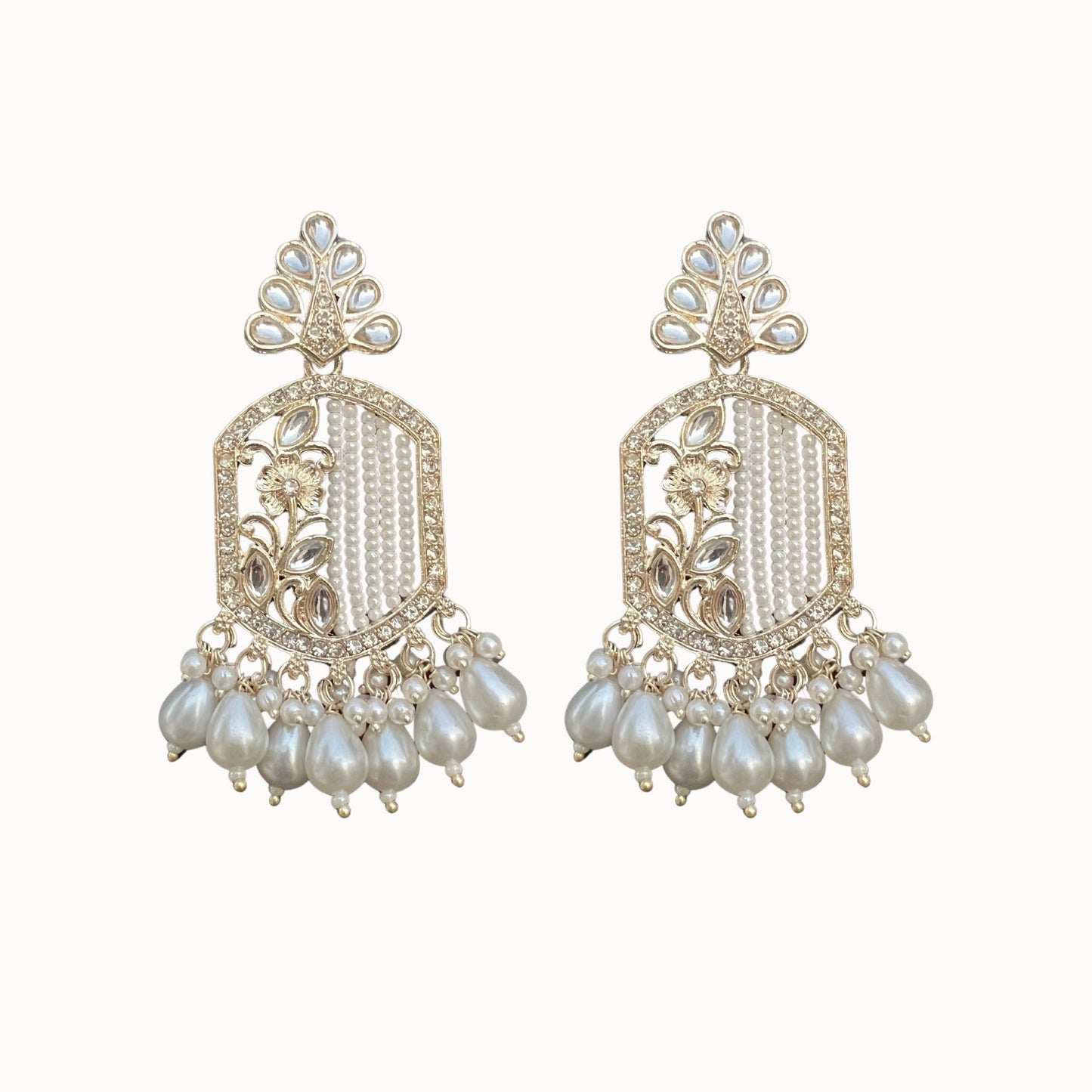 Saaj Sitara Polki Pearl Drop Earrings