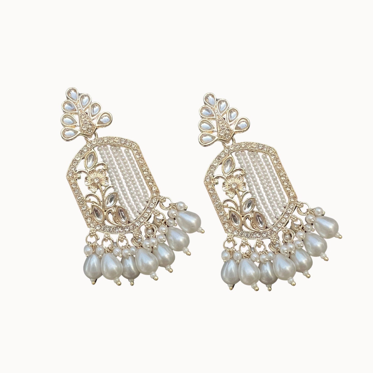Saaj Sitara Polki Pearl Drop Earrings