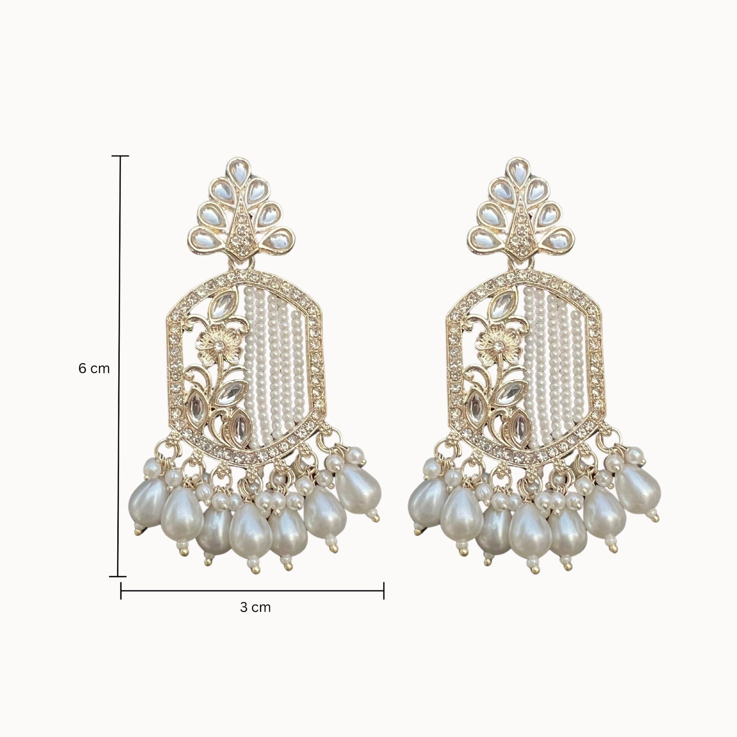 Saaj Sitara Polki Pearl Drop Earrings