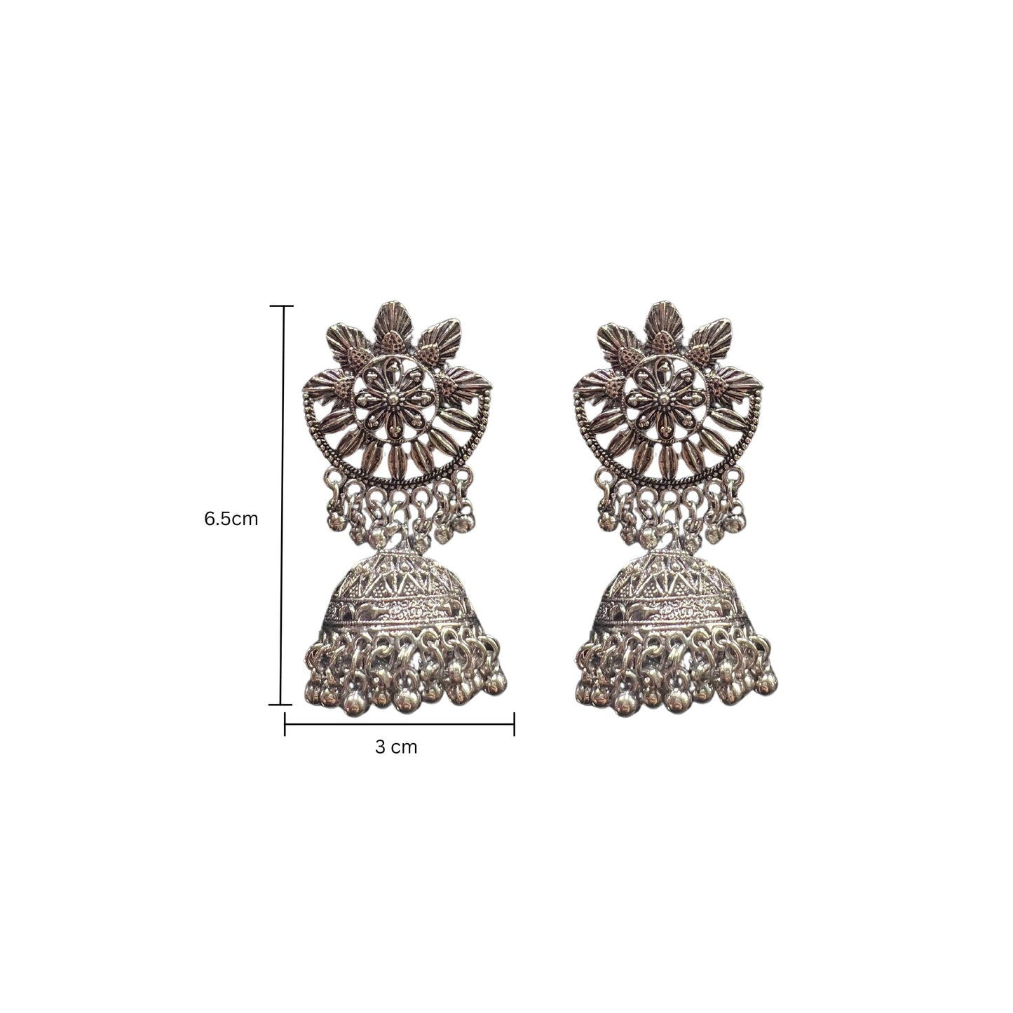 Kaira Silver Oxidized Jhumkas