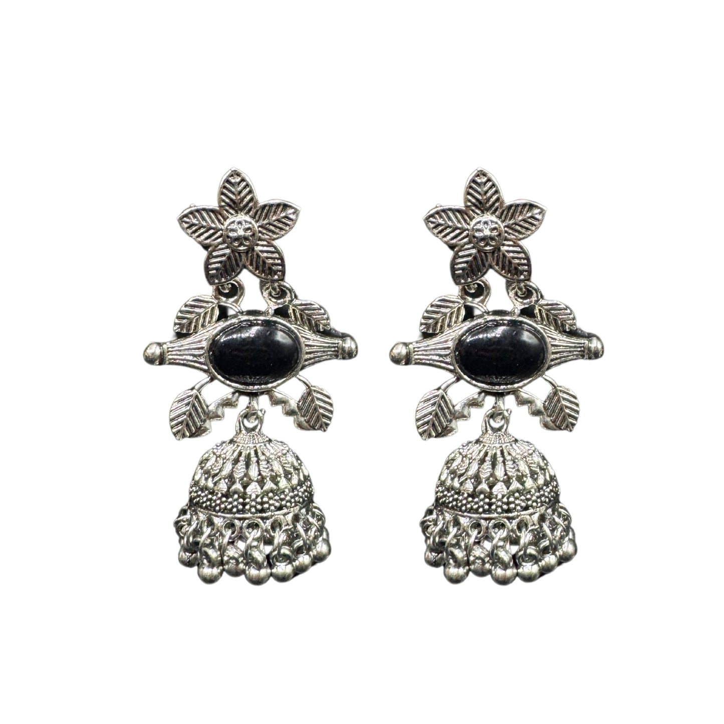 Alana Silver Stone Jhumkas