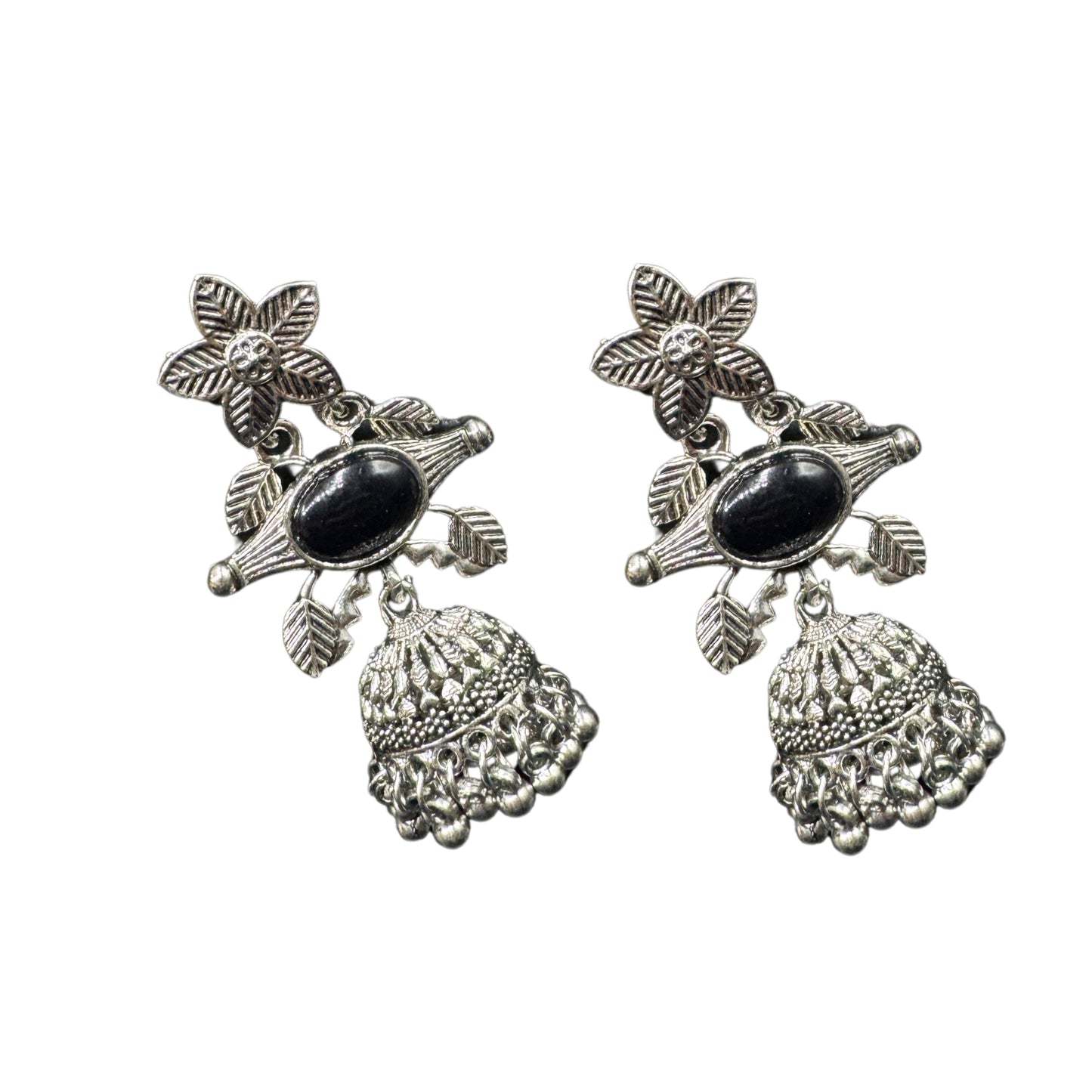 Alana Silver Stone Jhumkas