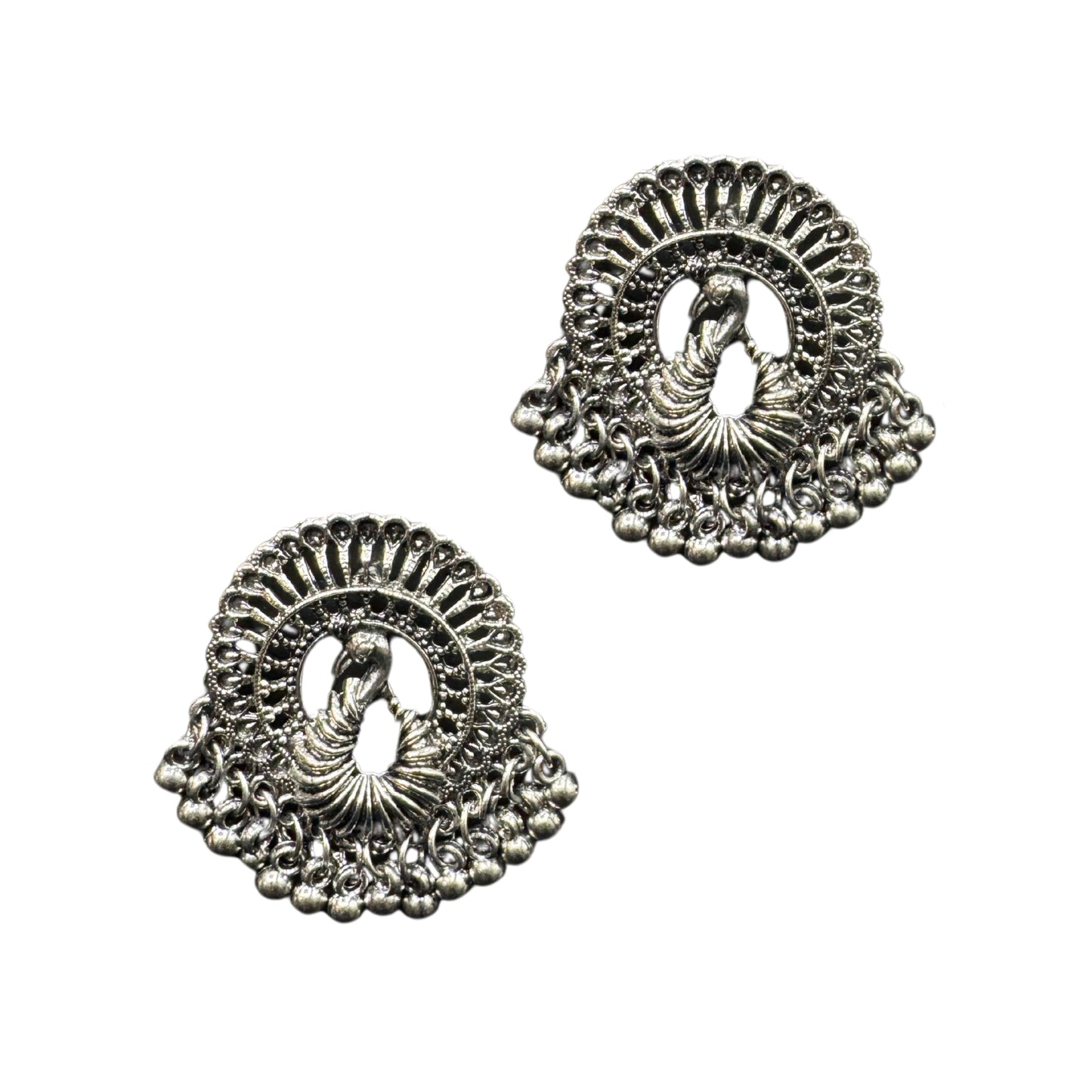 Krina Silver Peacock Studs