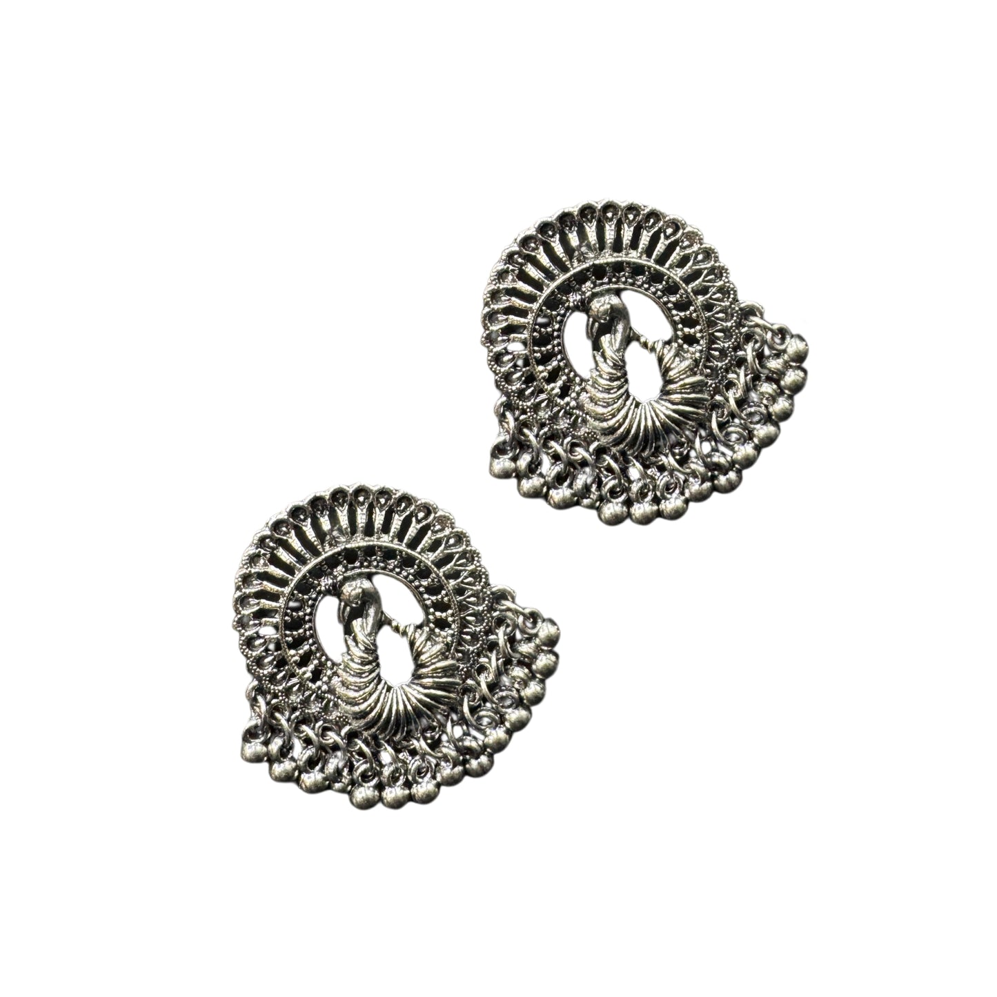 Krina Silver Peacock Studs