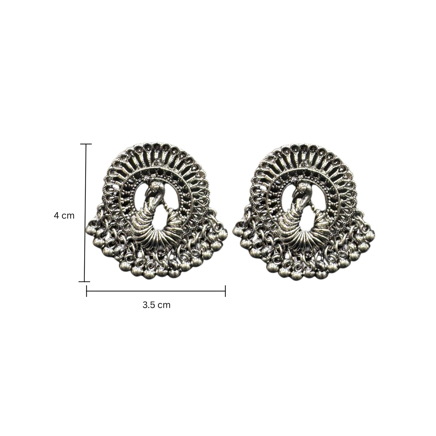 Krina Silver Peacock Studs