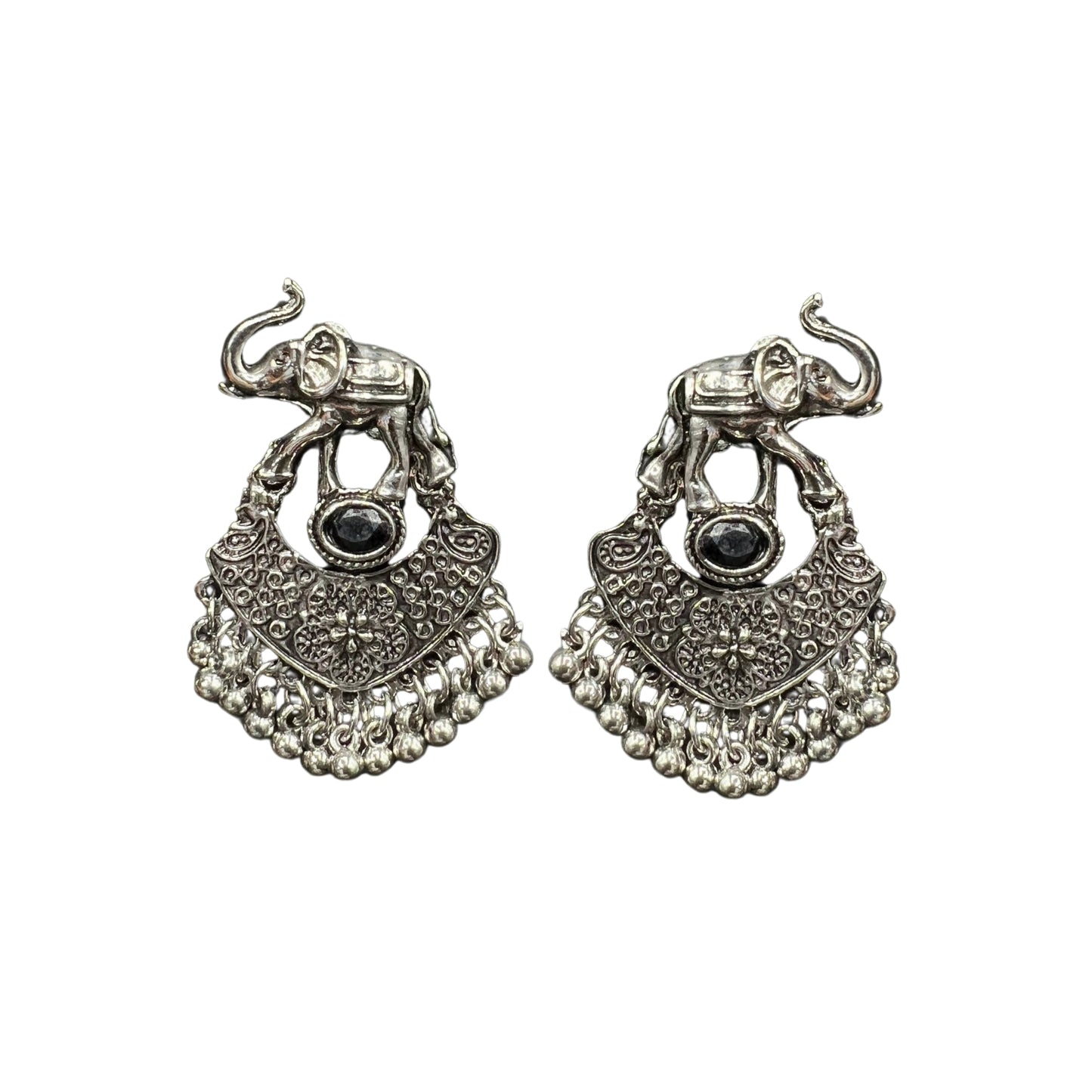 Trisha Elephant Charm Oxidised Earrings