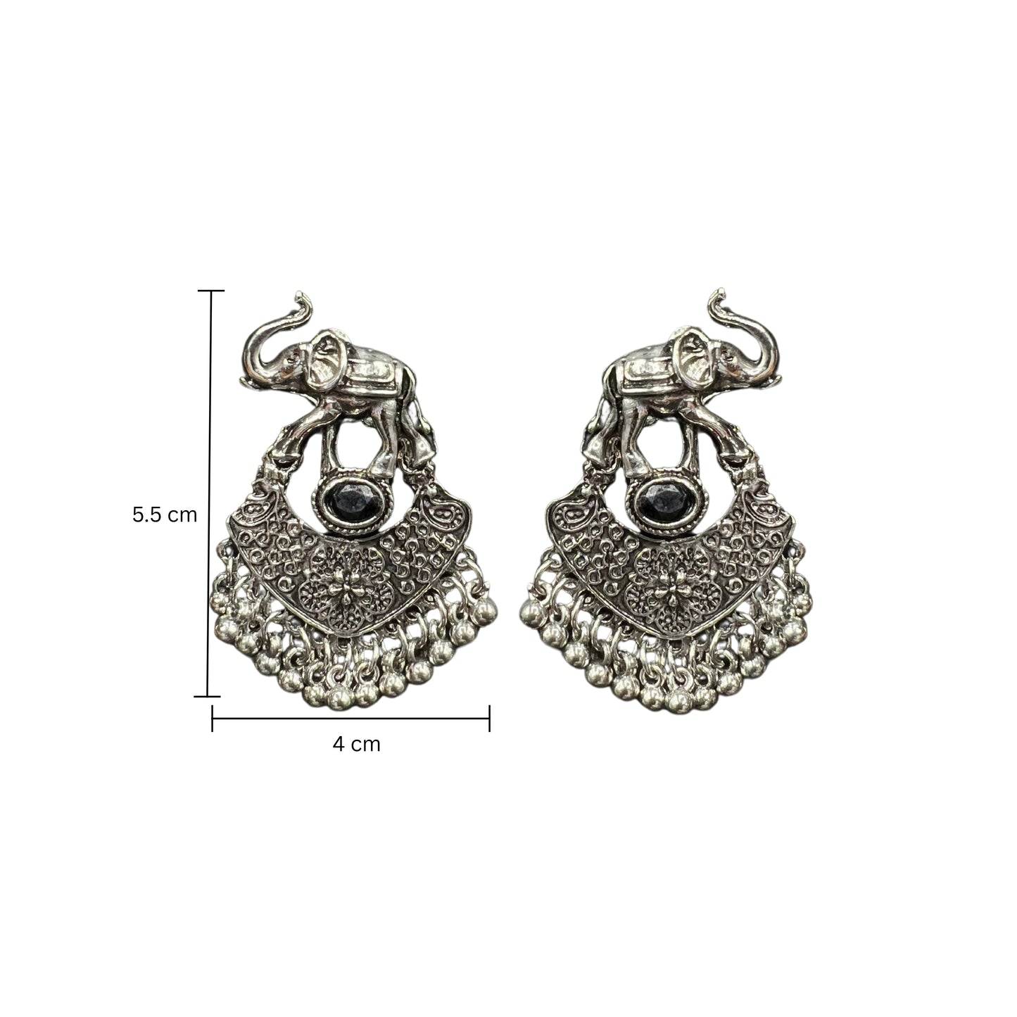 Trisha Elephant Charm Oxidised Earrings