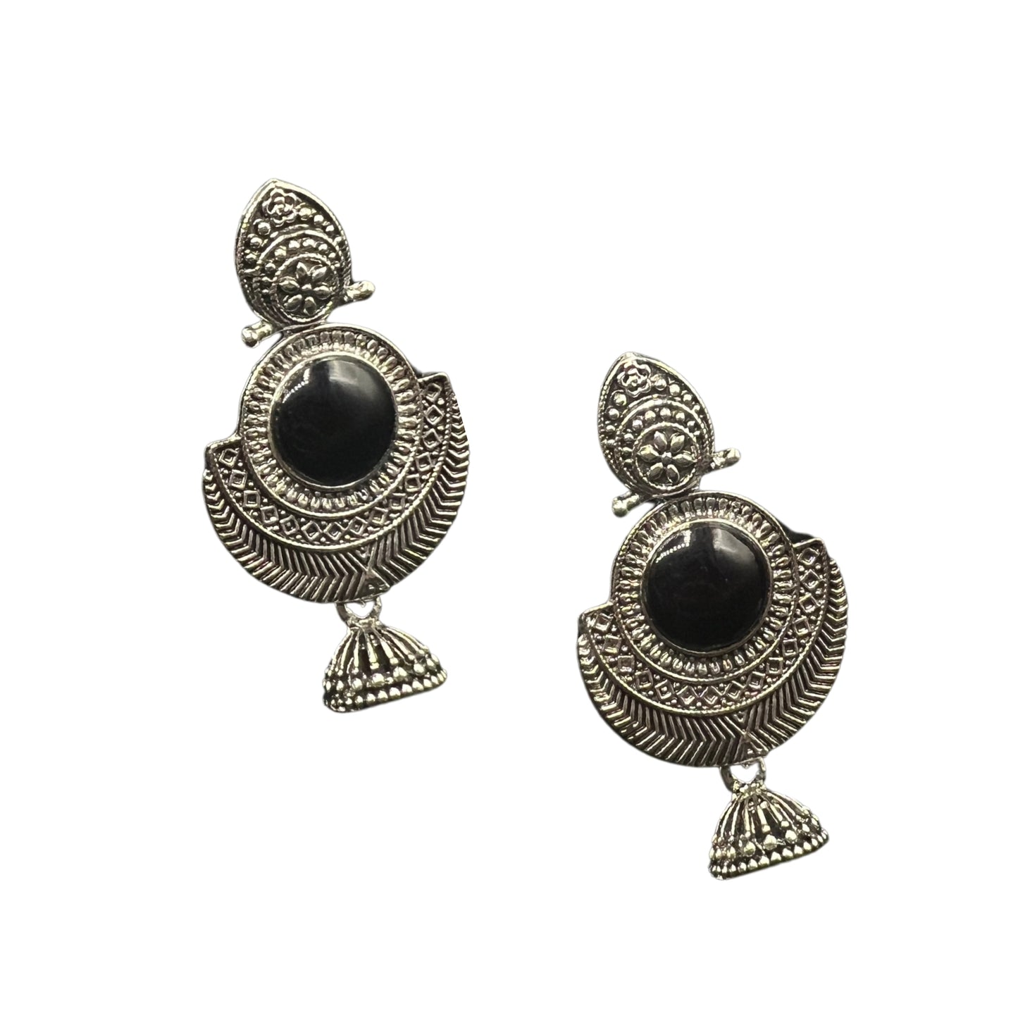 Meera Black Stone Dangler Earrings