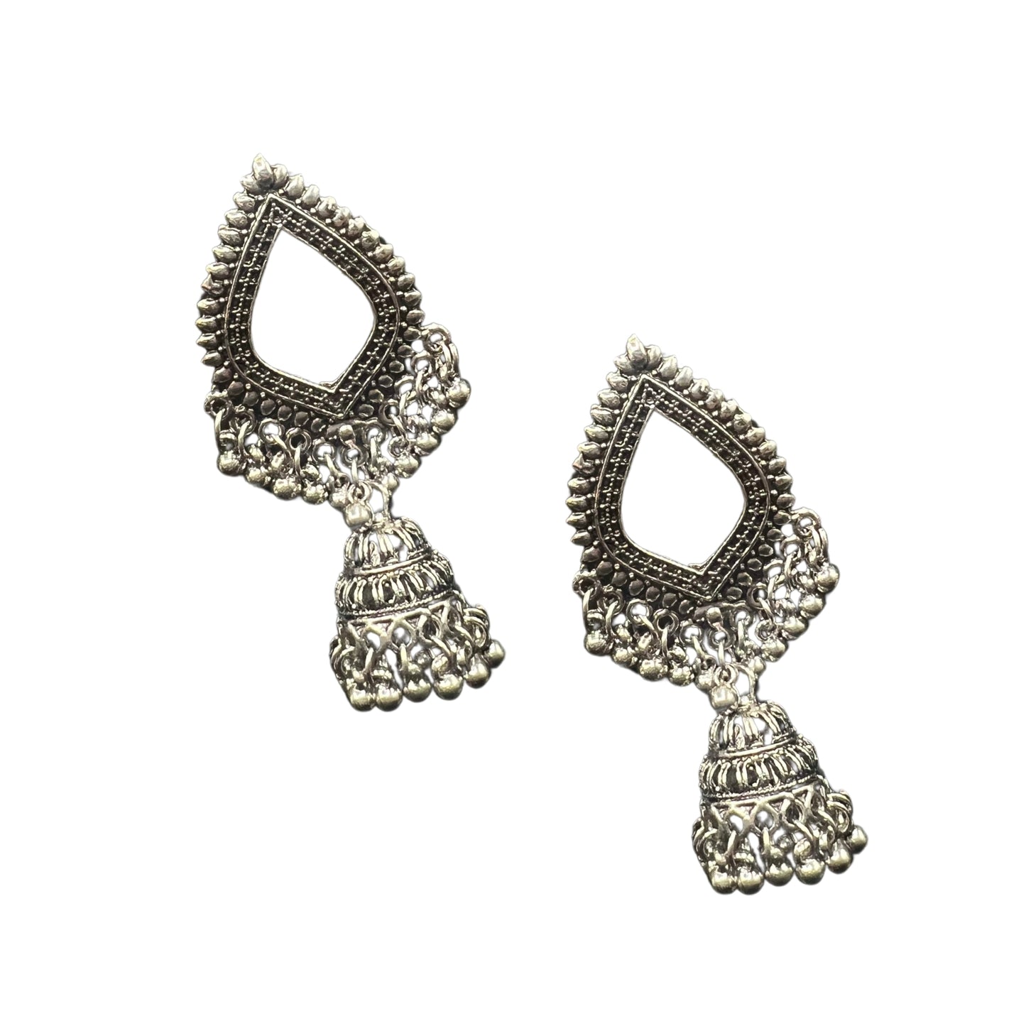 Aarohi Silver Teardrop Jhumkas