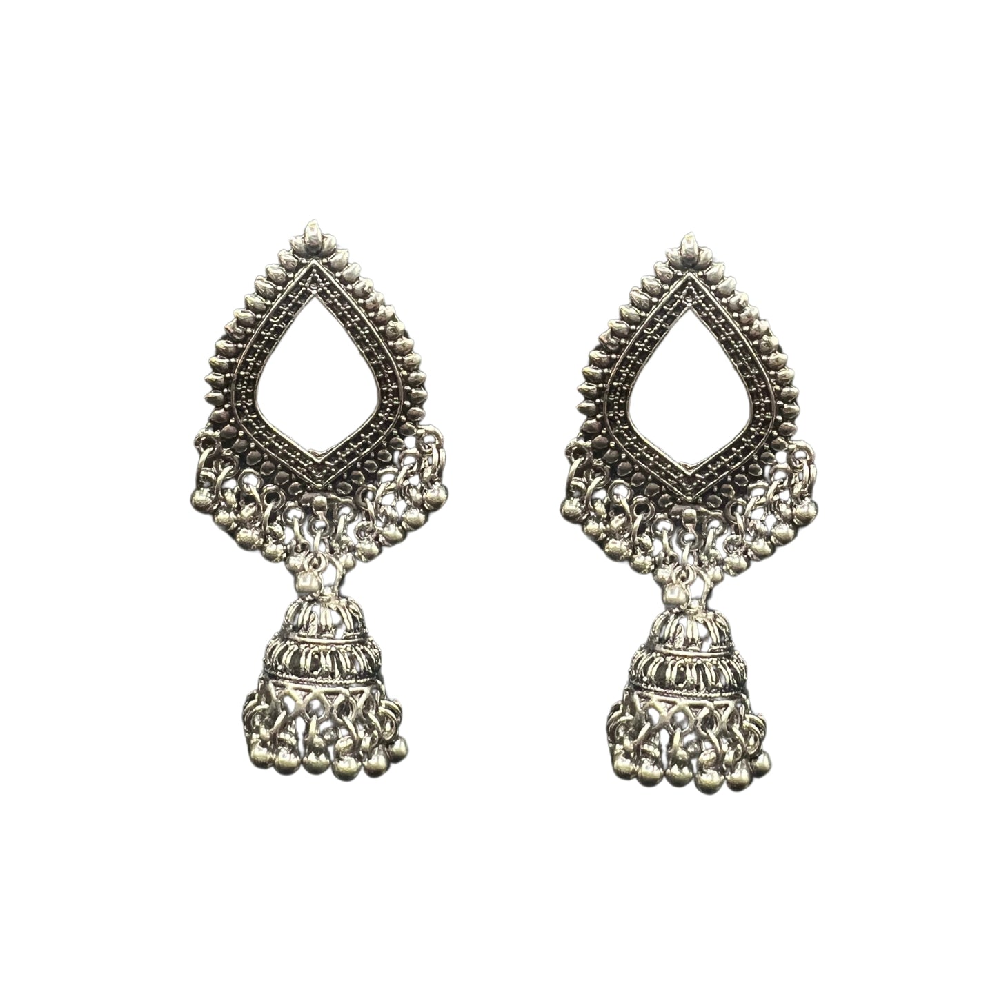 Aarohi Silver Teardrop Jhumkas