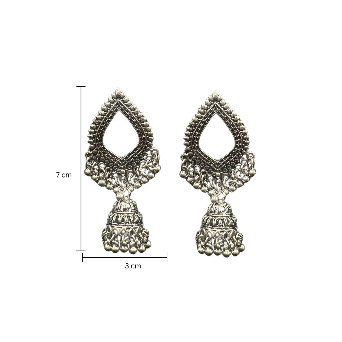 Aarohi Silver Teardrop Jhumkas