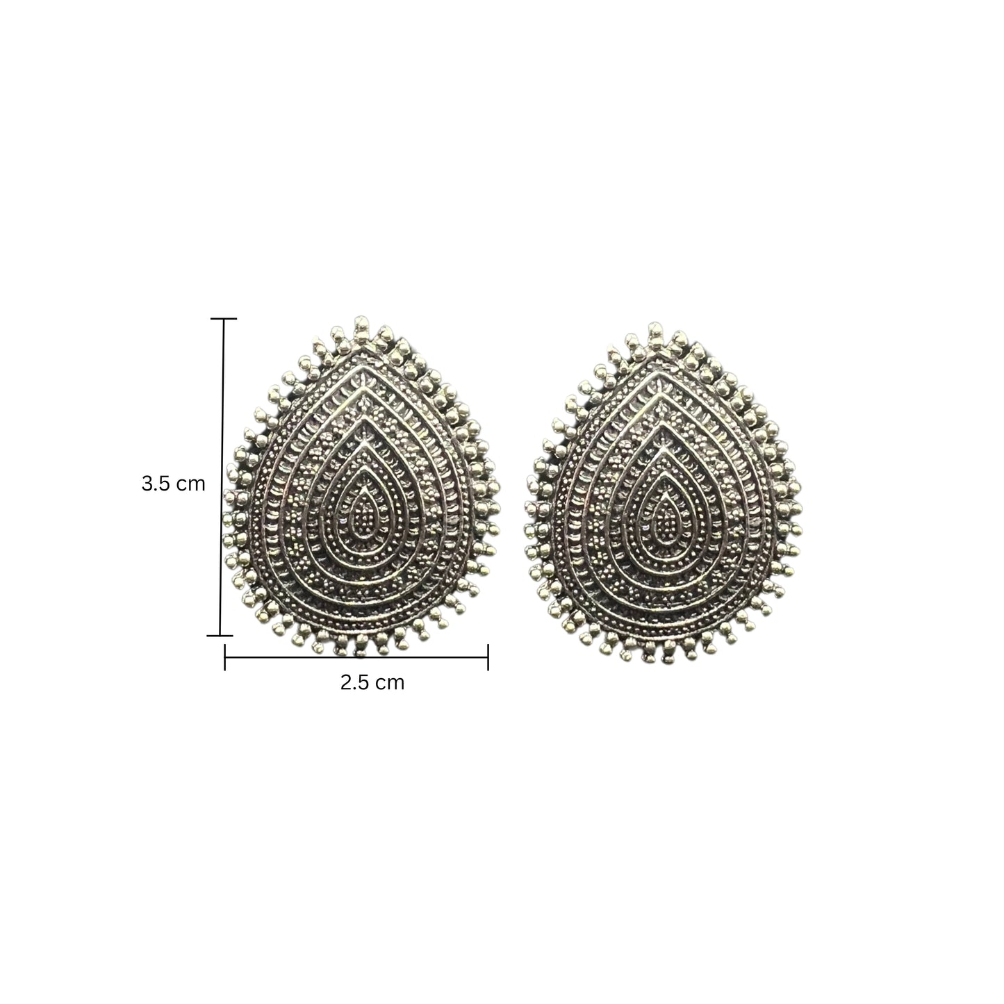 Riya Oxidised Teardrop Stud