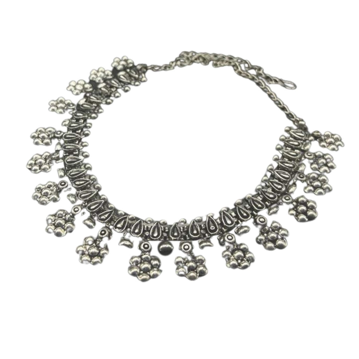 Saaj Bhoomi Antique Silver Polish Oxidised Chocker Necklace