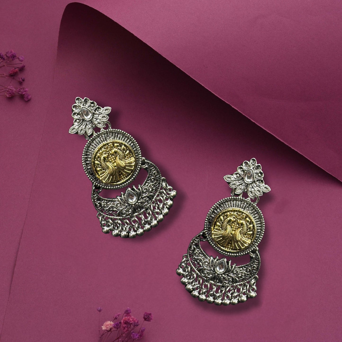Saaj Saanvi Dual-Tone Jhumkas