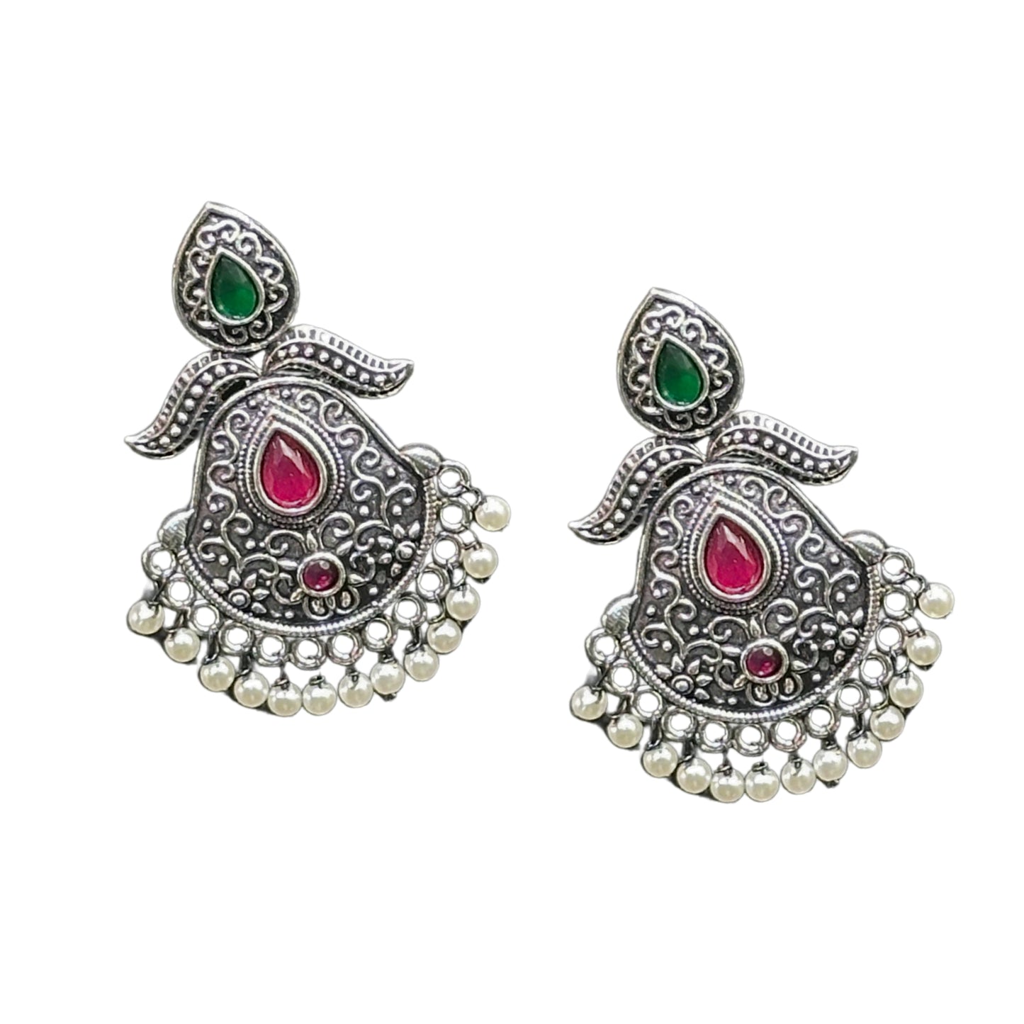 Saaj Sneha Red and Green Earrings