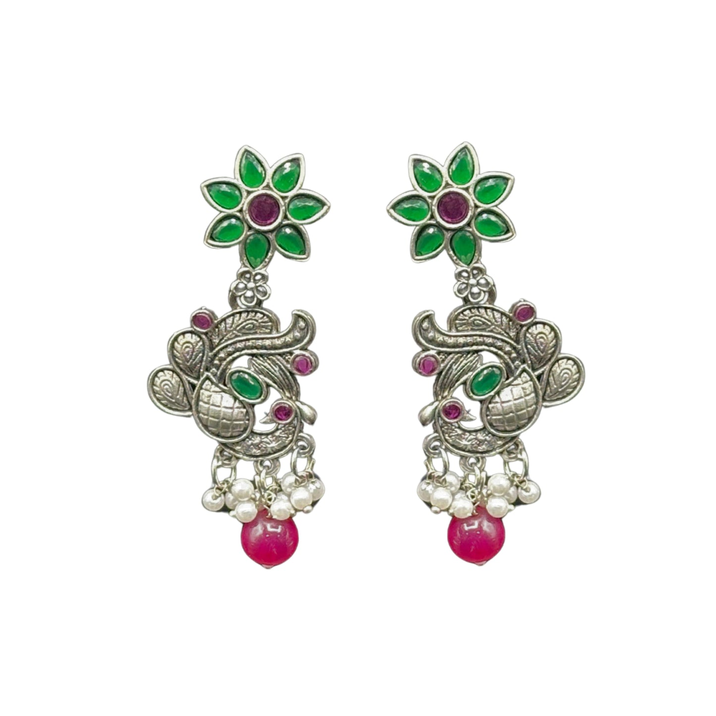 Saaj Meesha Red and Green Earrings