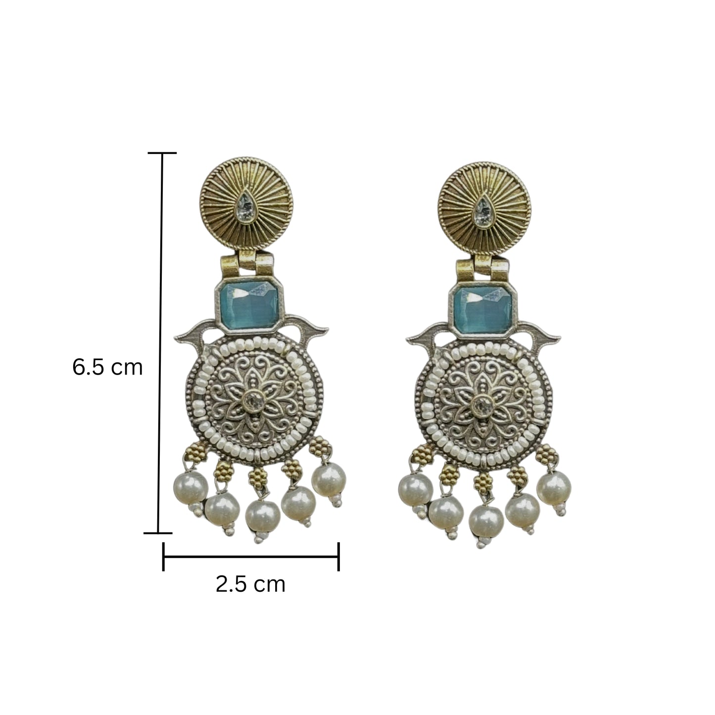Saaj Rajvi Silver and Golden Earrings