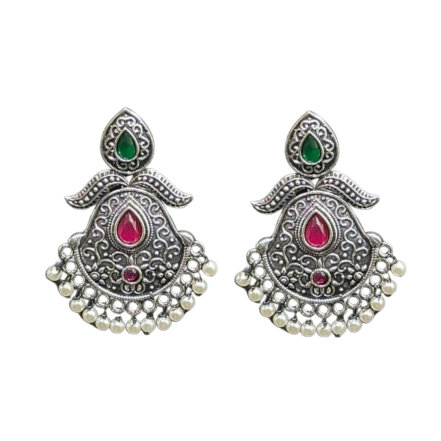 Saaj Sneha Red and Green Earrings