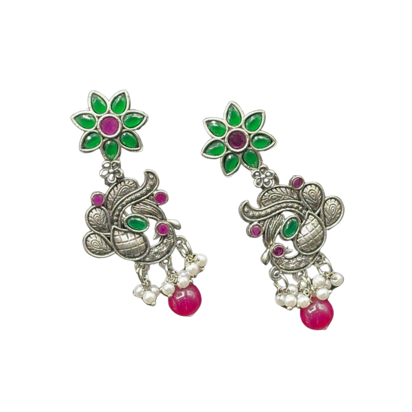 Saaj Meesha Red and Green Earrings
