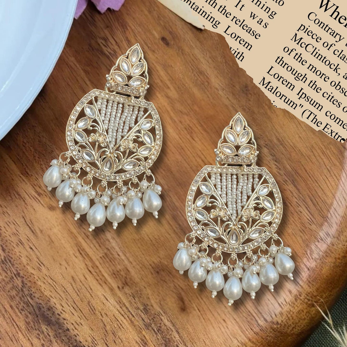 Saaj Ziva Royal Polki Pearl Drop Earrings