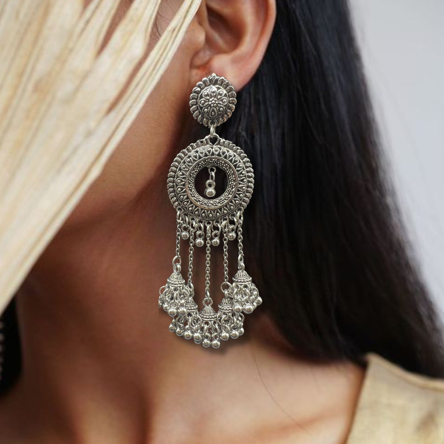 Aanya Silver Oxidized Earrings