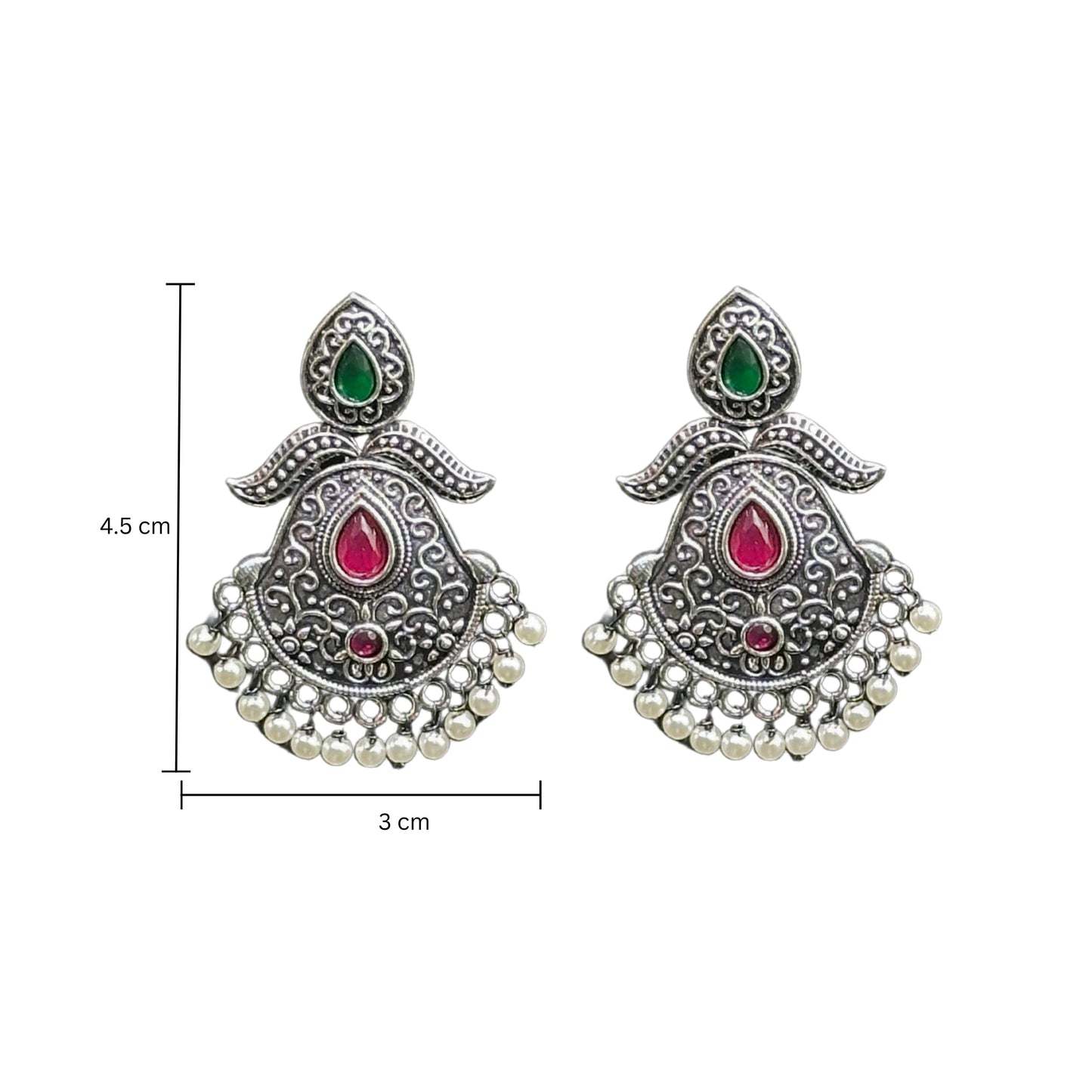 Saaj Sneha Red and Green Earrings