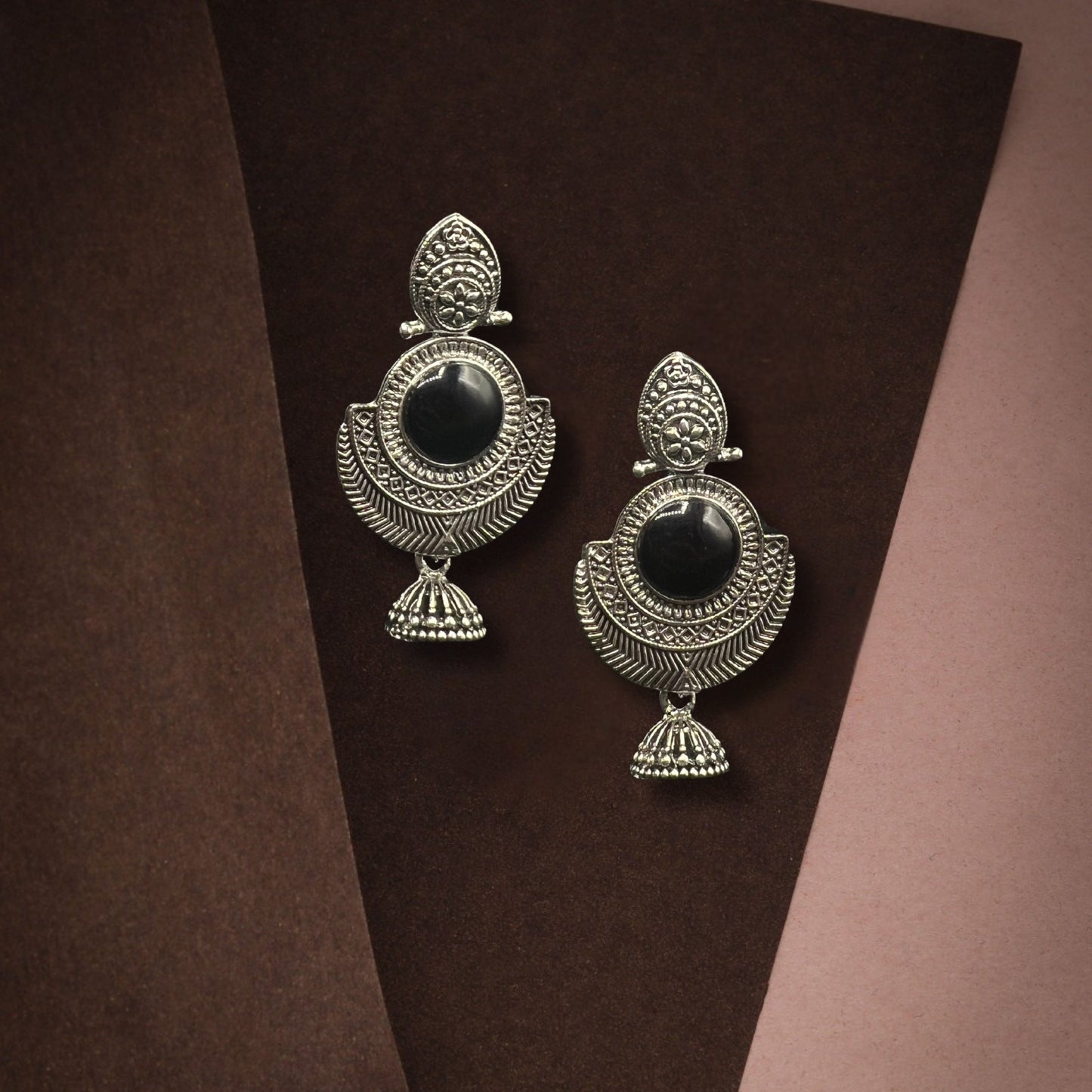 Meera Black Stone Dangler Earrings