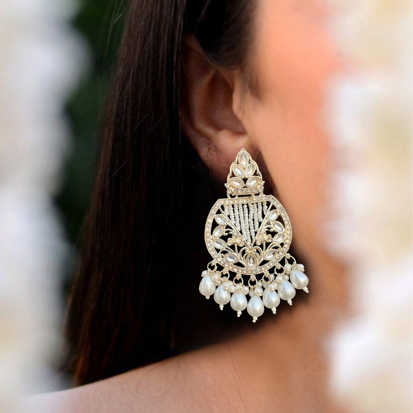 Saaj Ziva Royal Polki Pearl Drop Earrings