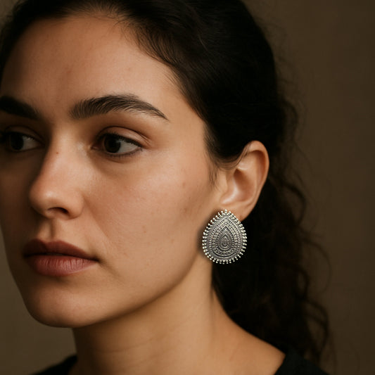Riya Oxidised Teardrop Stud