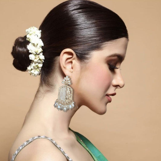 Saaj Sitara Polki Pearl Drop Earrings