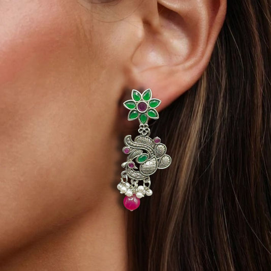 Saaj Meesha Red and Green Earrings