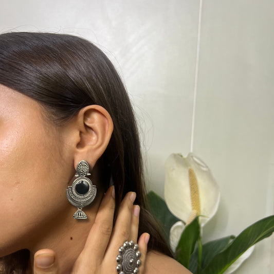 Meera Black Stone Dangler Earrings