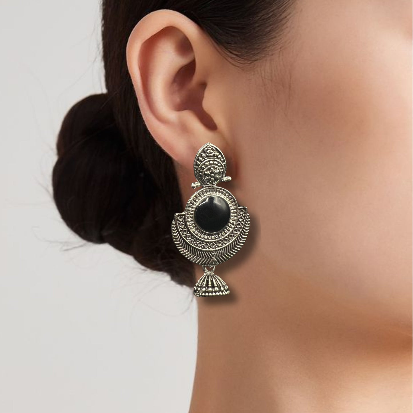 Meera Black Stone Dangler Earrings