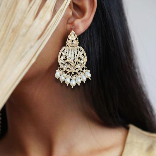 Saaj Ziva Royal Polki Pearl Drop Earrings
