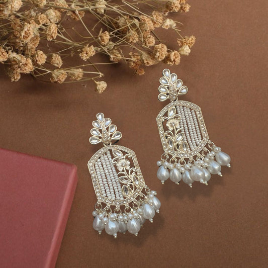 Saaj Sitara Polki Pearl Drop Earrings