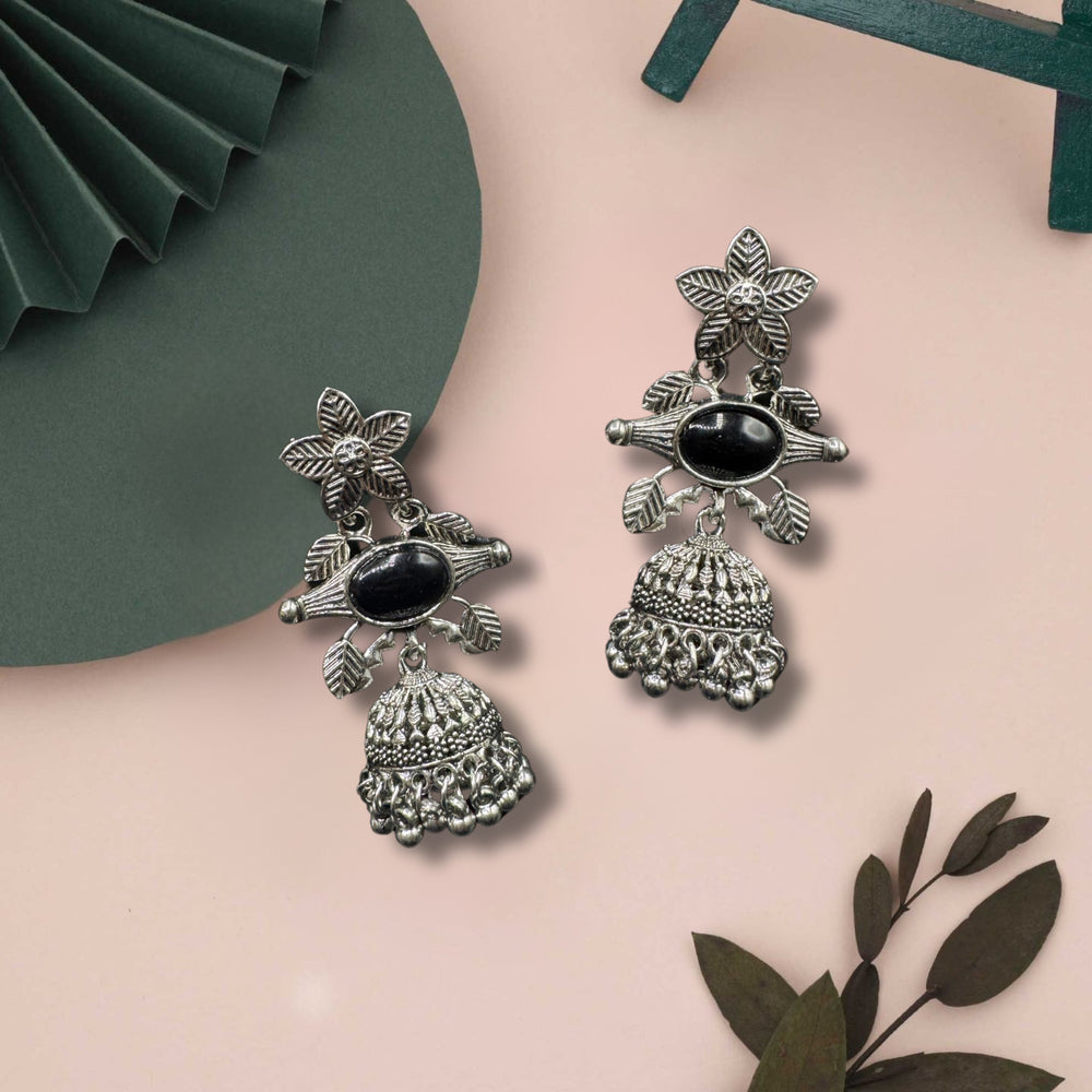 Alana Silver Stone Jhumkas