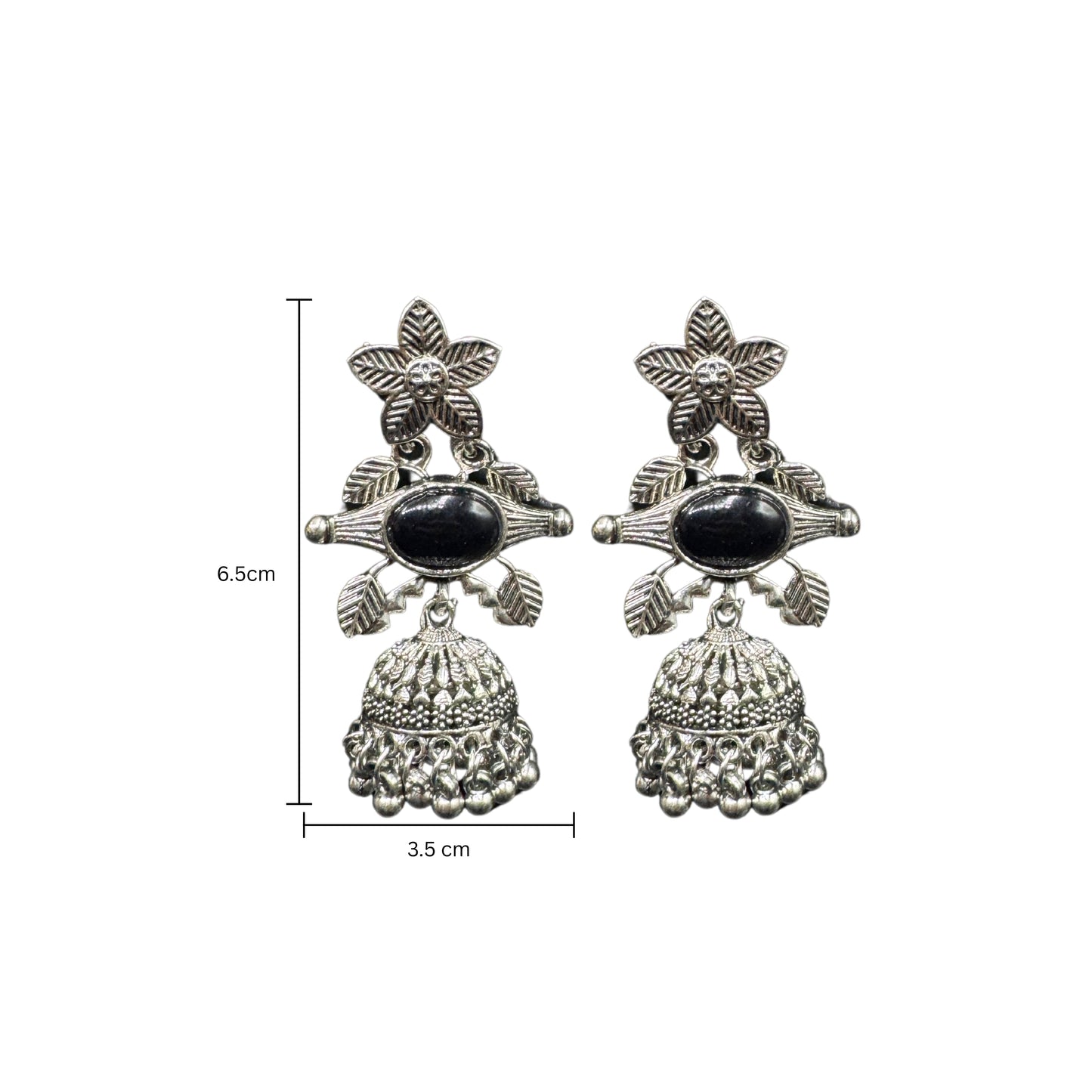 Alana Silver Stone Jhumkas