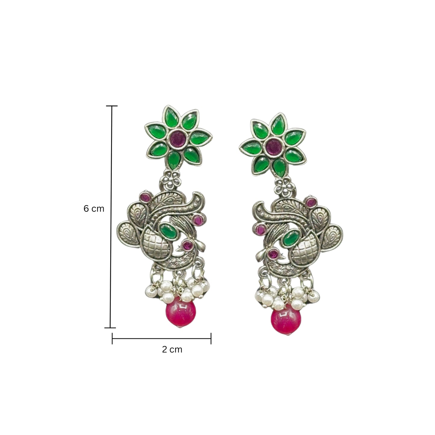 Saaj Meesha Red and Green Earrings