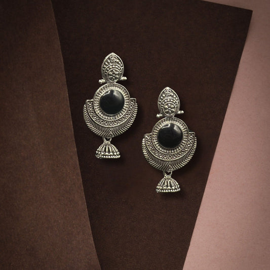 Meera Black Stone Dangler Earrings