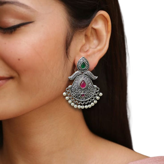 Saaj Sneha Red and Green Earrings