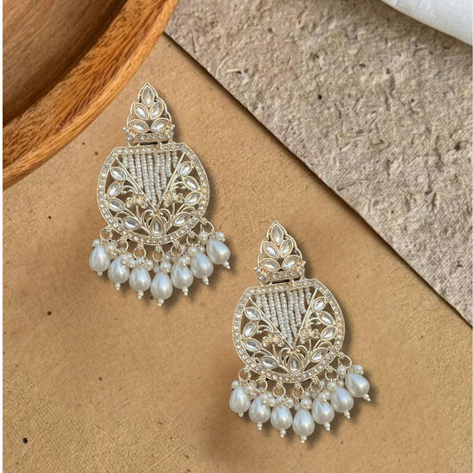 Saaj Ziva Royal Polki Pearl Drop Earrings